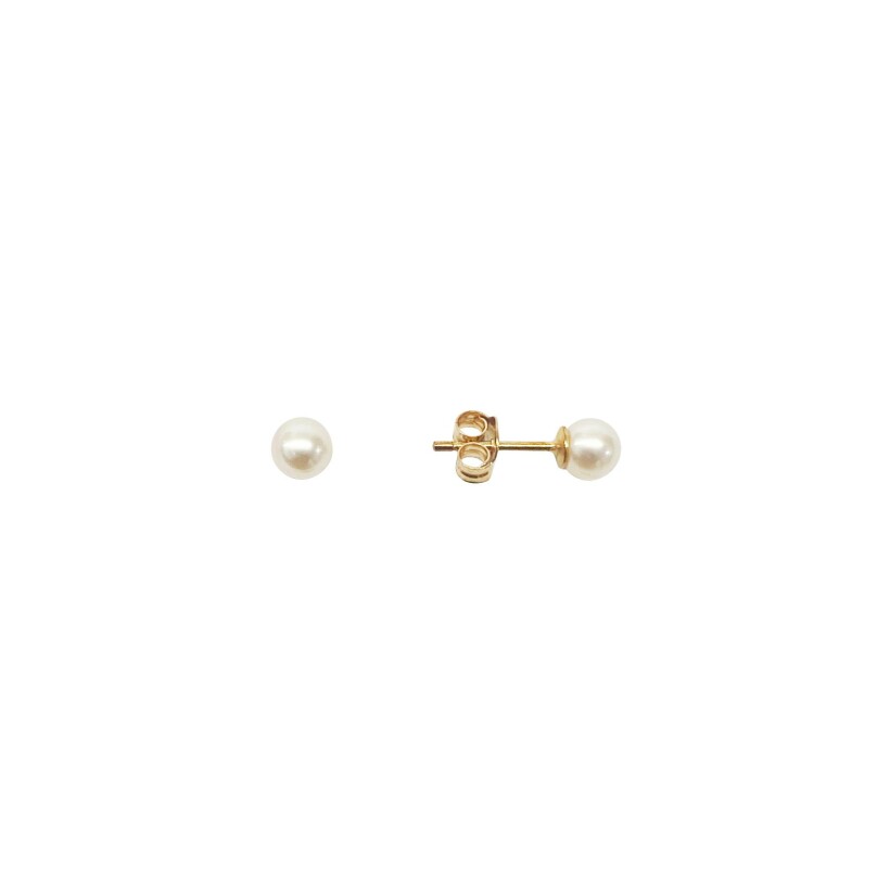 Boucles d'oreilles Isabelle Barrier 4.5mm en or jaune et perle de culture